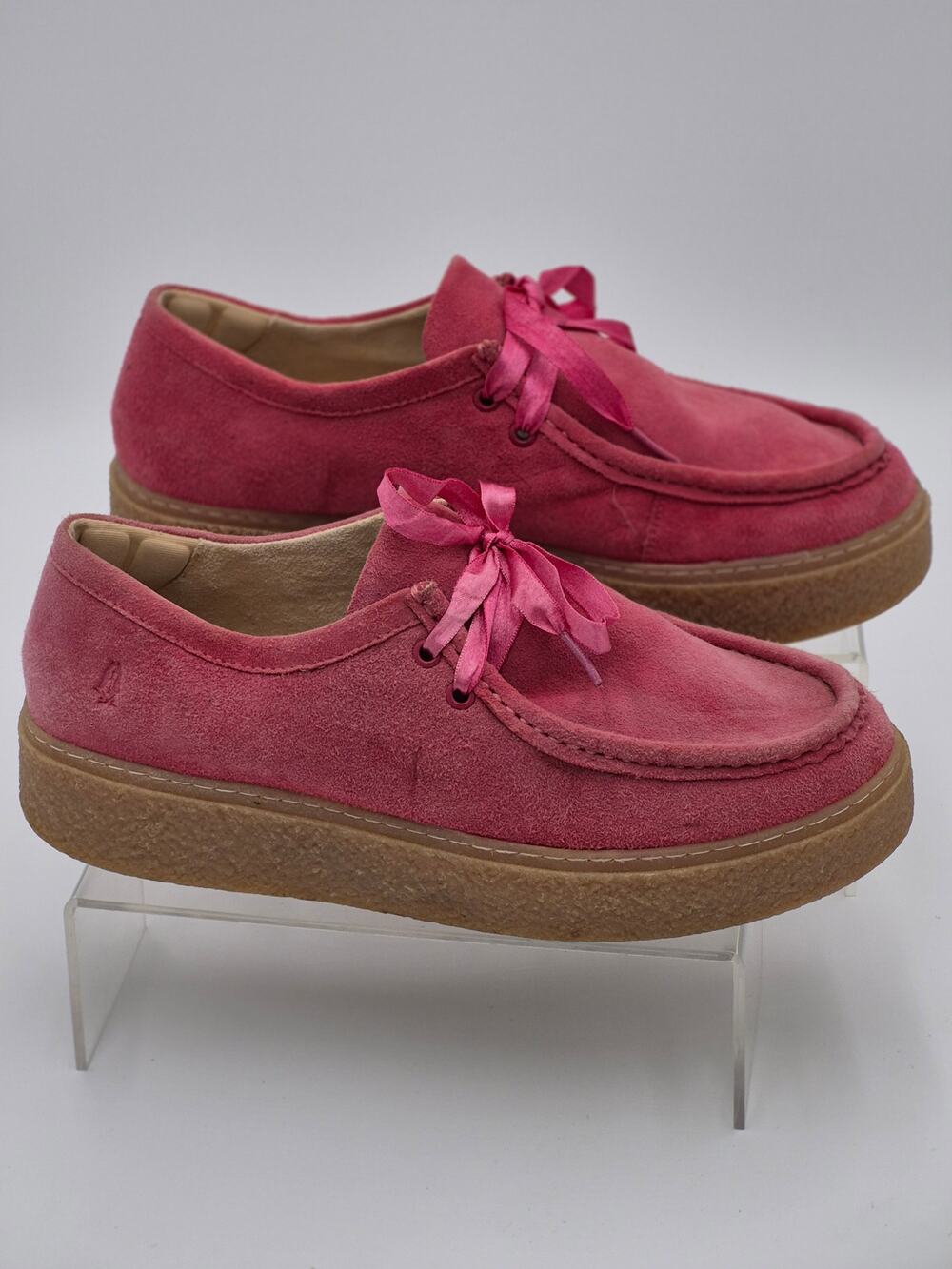 Hush Puppies Bridget Women's Platform Suede Shoes Pink Lace Up Size 9.5 S0084